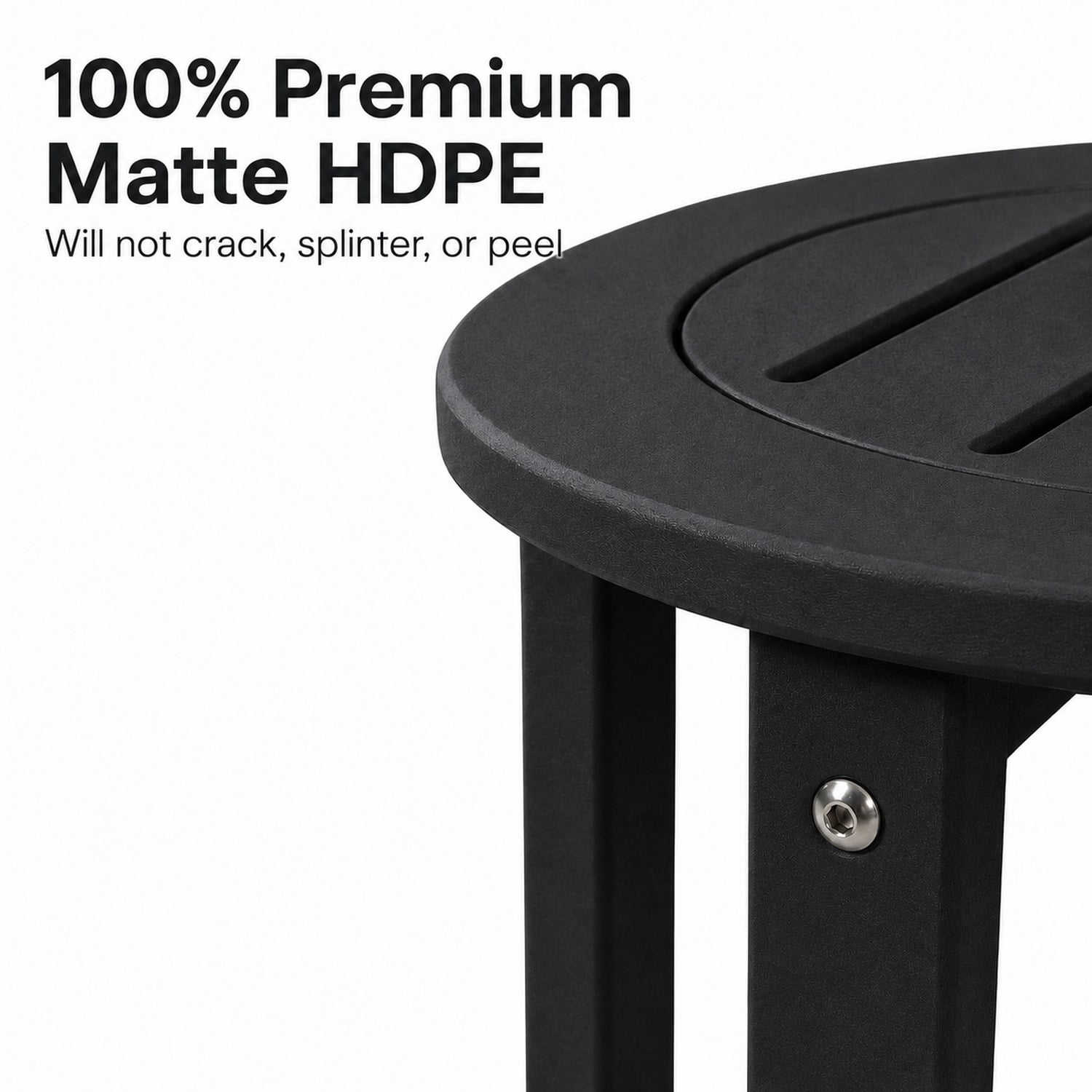 Black HDPE Outdoor Side Table, 15.94 in. L x 15.94 in. W x 17.71 in. H, Small All-Weather Patio End Table