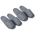 thumbnail image 3 of GOOHOCHY 4 pares de pantuflas desechables para hombre, portátiles y plegables, ideales para viajes y hoteles (grises), 3 of 8