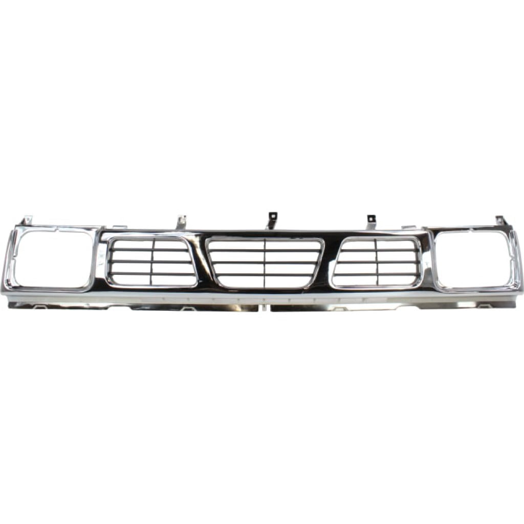 For Nissan Pick Up Grille Assembly 1995 1996 1997 | Chrome Shell / Gray Insert | Plastic | NI1200116 | 6231055G10