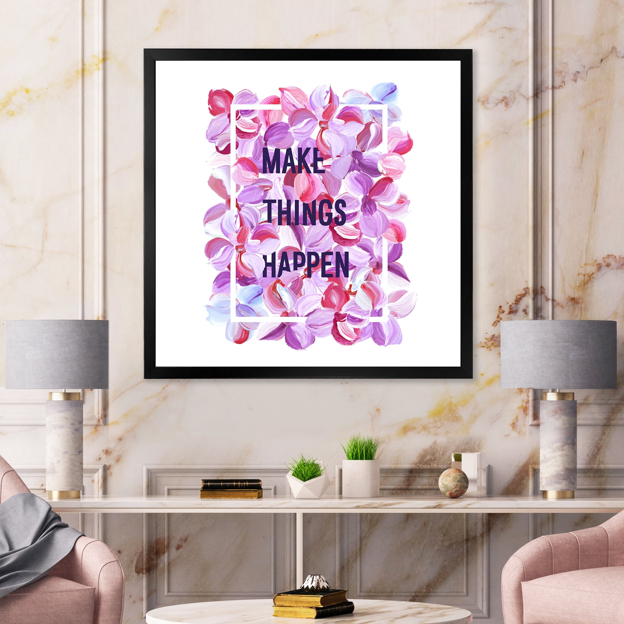 Designart 'Make Things Happen On Purple Flowers' Traditional Framed Art Print