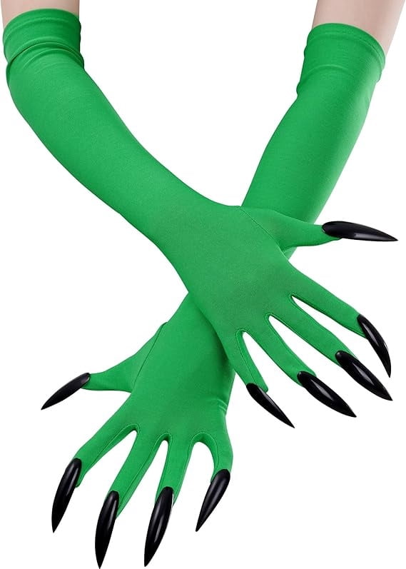 Halloween Claw Gloves with Long Fake Nails for Costume Parties and Stage Performances