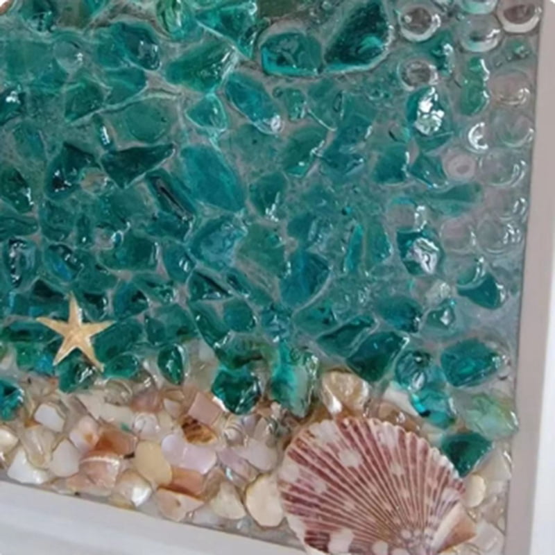 Ocean Theme Sea Glass Art Kit for Adults Photo Frame Easy Operation DIY Mosaic Arts and Craft Kits Handmade A
