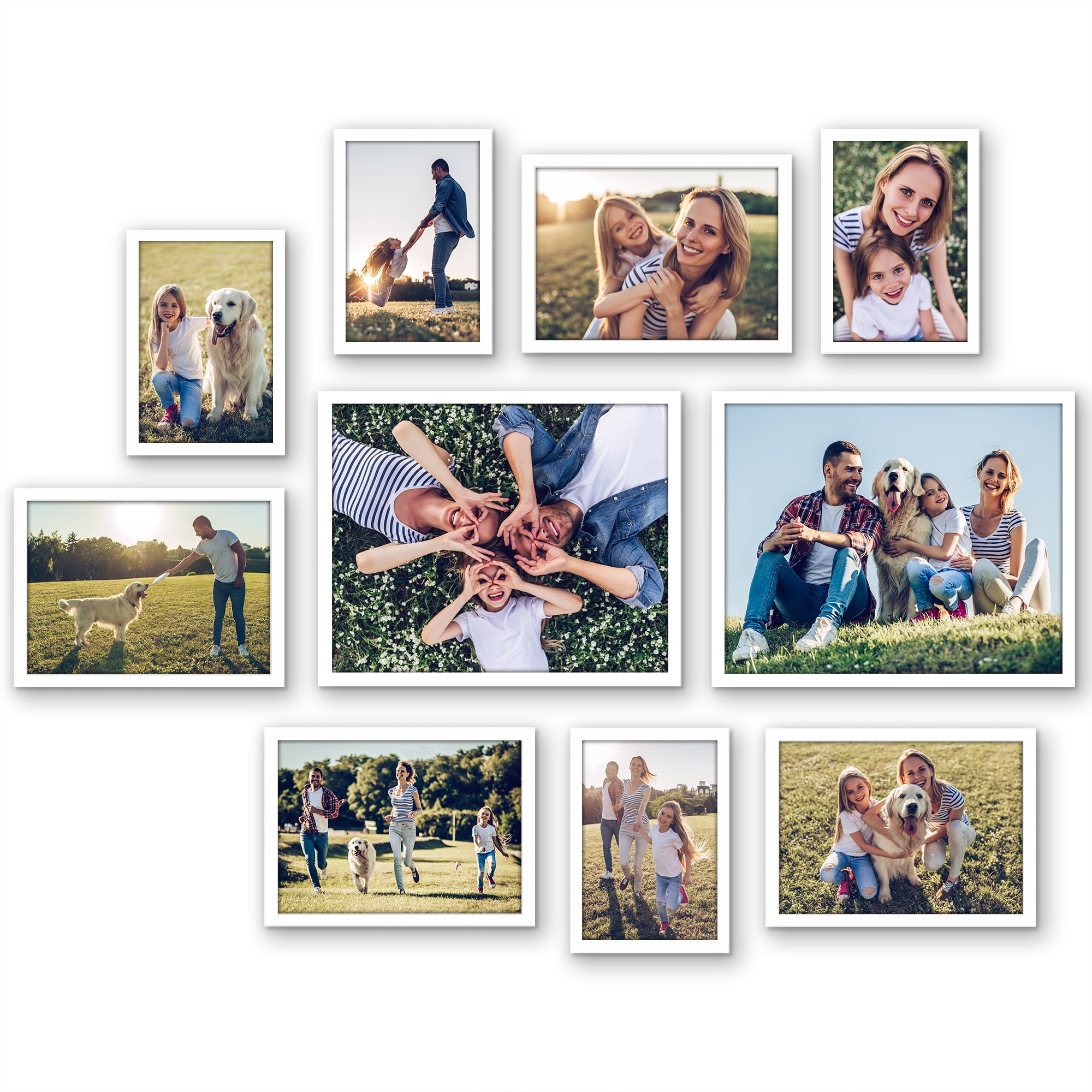 Americanflat 8x10, 5x7, 4x6 Picture Frame with Shatter-Resistant Glass 10 Pack Frames Gallery Wall - White