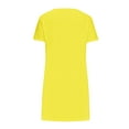 thumbnail image 4 of USSUMA Womens Summer Dresses Womens Dresses Short Sleeve Crew Neck Casual Solid Color Mid-Calf Dress Vintage Skirts Loose Dresses Work My Order Yellow Dress Size-L, 4 of 4
