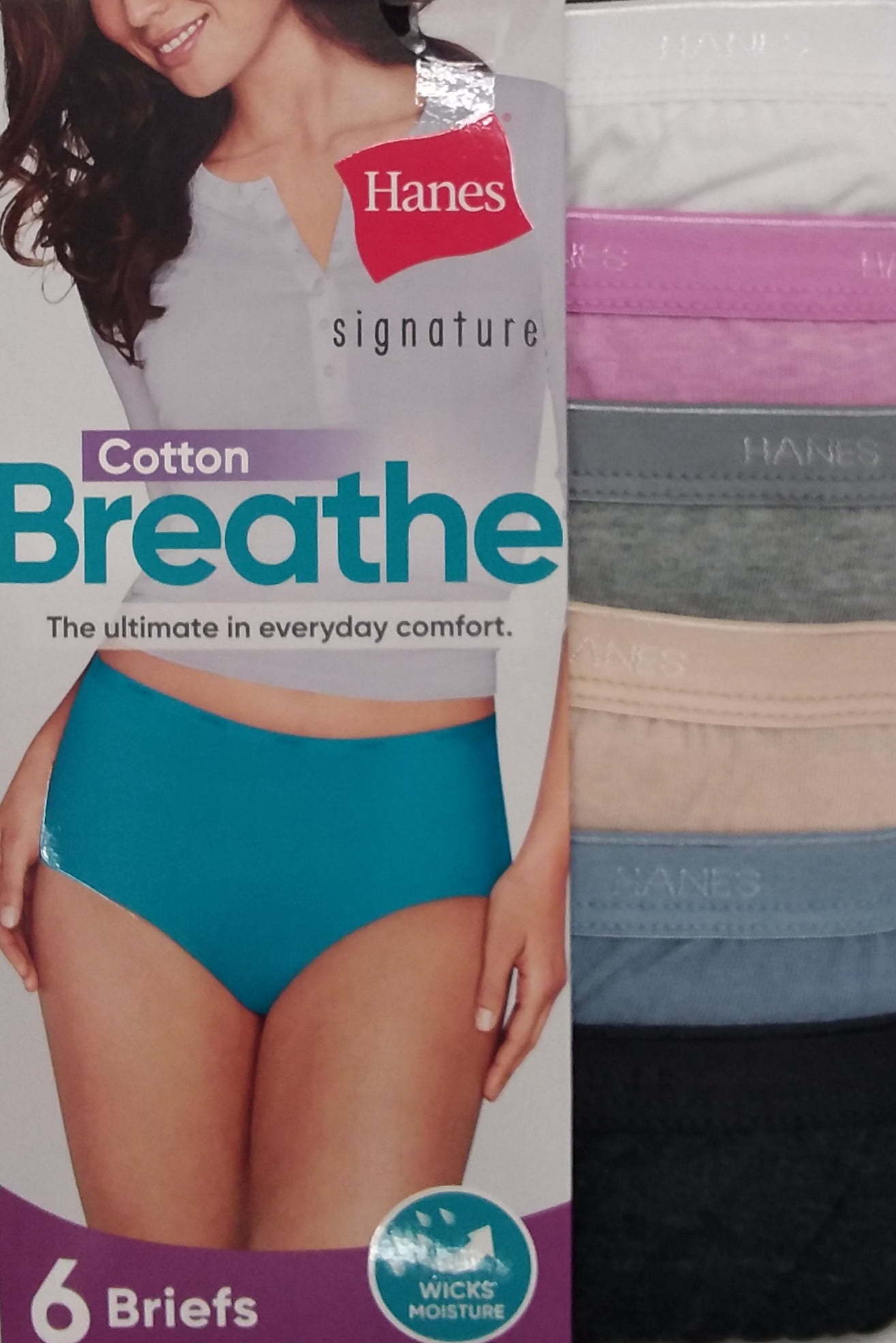 Hanes - Hanes Women's Signature Breathe Cotton Brief Panties, 6 Pack - Walmart.com