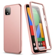 SURITCH Case for Google Pixel 4, Built in Screen Protector Slim Soft TPU Rugged Dual-Layer Full Body Protective Case Hybrid Bumper Matte Thin Shockproof for Google Pixel 4 5.6"- Rose Gold