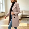 thumbnail image 3 of Vixolx Womens Long Pea Coat Classic Notched Lapel Double Breasted Wool Blend Coat with Tie Belt Side Pockets Winter Casual Office Warm Outerwear, 3 of 8
