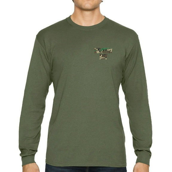 Country Boy Camo Crest Long Sleeve T-shirt Small Town Rodeo Cowboy USA Military