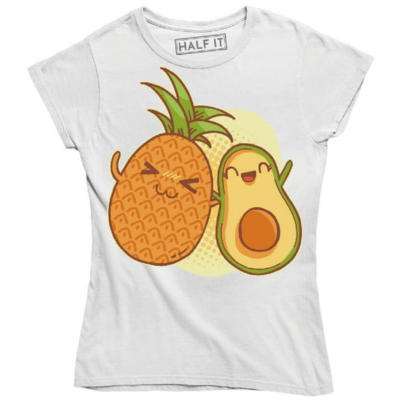 Kawaii Fruits Funny Happy Pineapple And An Avocado Hugging T-Shirt