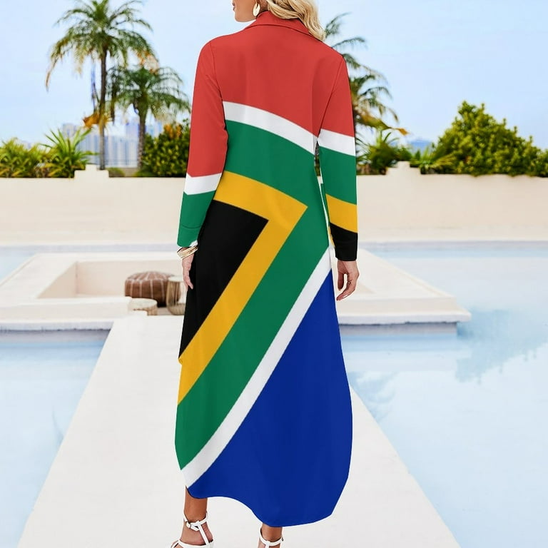 knee length dresses for ladies JUJU African Print Long Sleeve Maxi Dress