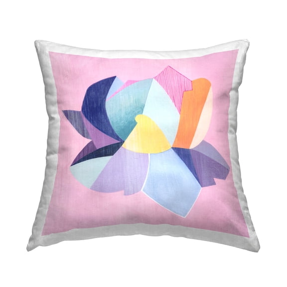 Stupell Industries Geometric Flower on Pink Decorative Printed Throw Pillow, 18 x 18