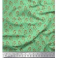 thumbnail image 1 of Soimoi Green Poly Georgette Fabric Red Berries Fruits Decor Fabric Printed Yard 52 Inch Wide, 1 of 3