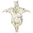 thumbnail image 2 of FORMRS Wearable Blanket Hoodie with Sleeves for Kids Cozy Flannel Sweatshirt, Floral Rabbit, 2 of 7