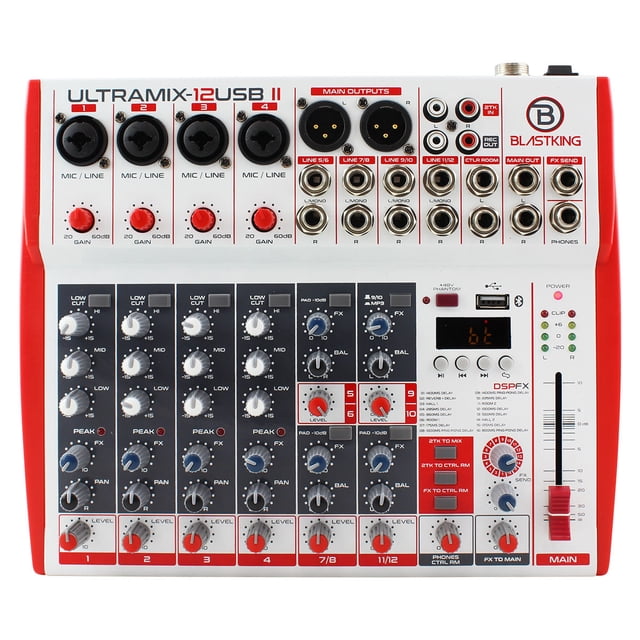 Mezcladora Análoga BLASTKING ULTRAMIX-12USB II Estereo 12 Canales