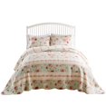 thumbnail image 5 of Greenland Home Fashions Antique Rose 100% Cotton Reversible Bedspread Set, Jumbo Size 3-Piece Queen, Blue, 5 of 8
