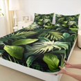 thumbnail image 3 of Homewish Teens Tropical Leaves 4 Pieces Queen Sheet Sets,Black Green Ultra Soft Flat Sheet,Botanical Plants Queen Fitted Sheet,Microfiber Bedroom Decor, 3 of 7