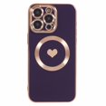 thumbnail image 1 of Pour iPhone 14 Pro Max Étui TPU 6D Électroplaquée Cœur d'Amour Compatible avec MagSafe - Violet, 1 of 5