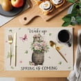 thumbnail image 2 of Rustic Groundhog Placemats Set of 4 Spring Floral Butterfly Botanical Place Mats Indoor Wipeable Table Mats Washable Cloth Dining Table Placemats for Kitchen Holiday Party Home Decor 13x19 Inch, 2 of 9