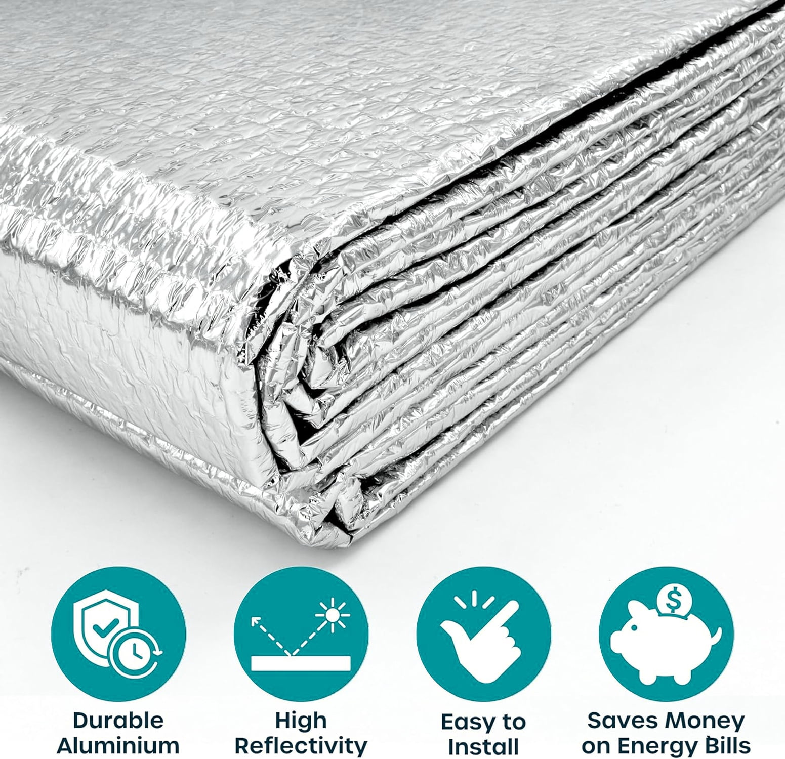 Reflective Window Insulation Foil, Double Side Aluminum Foil Bubble Insulation for Windows, RVs, Garages Door (0.6*6 M)