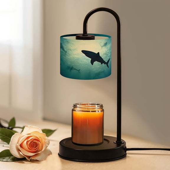 Candle Warmer Lamp with Timer Dimmer Silhouettes sharks underwater ocean against bright light Candle Lamp Warmer for Jar Candle with 4 Bulbs Gifts for Women House Warming Gifts