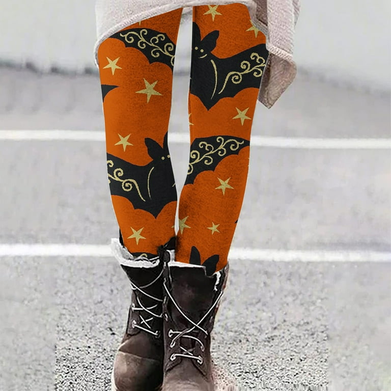 Womens Casual Leggings Halloween Print Stretchy Tight Pants