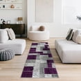 thumbnail image 3 of L'Baiet Verena Geometric Area Rug Purple Grey 2' x 6' Small Throw Rugs Carpet for Living Room, Bedroom, Dining Table, Office, Hallway, Foyer | Neutral Colorful Modern Abstract Home Decor, 3 of 7