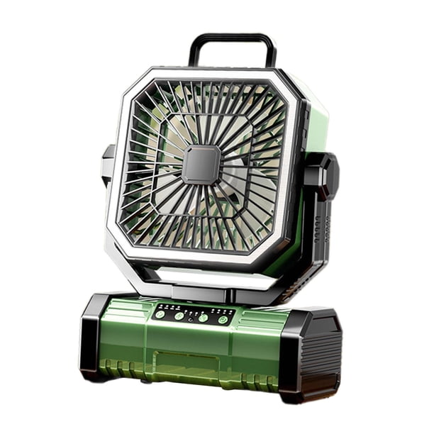 Ventilador de Camping con luz, ventilador de escritorio con gancho, silencioso, portátil, recargable por USB, ventilador para tienda de campaña, para Verde con control remoto