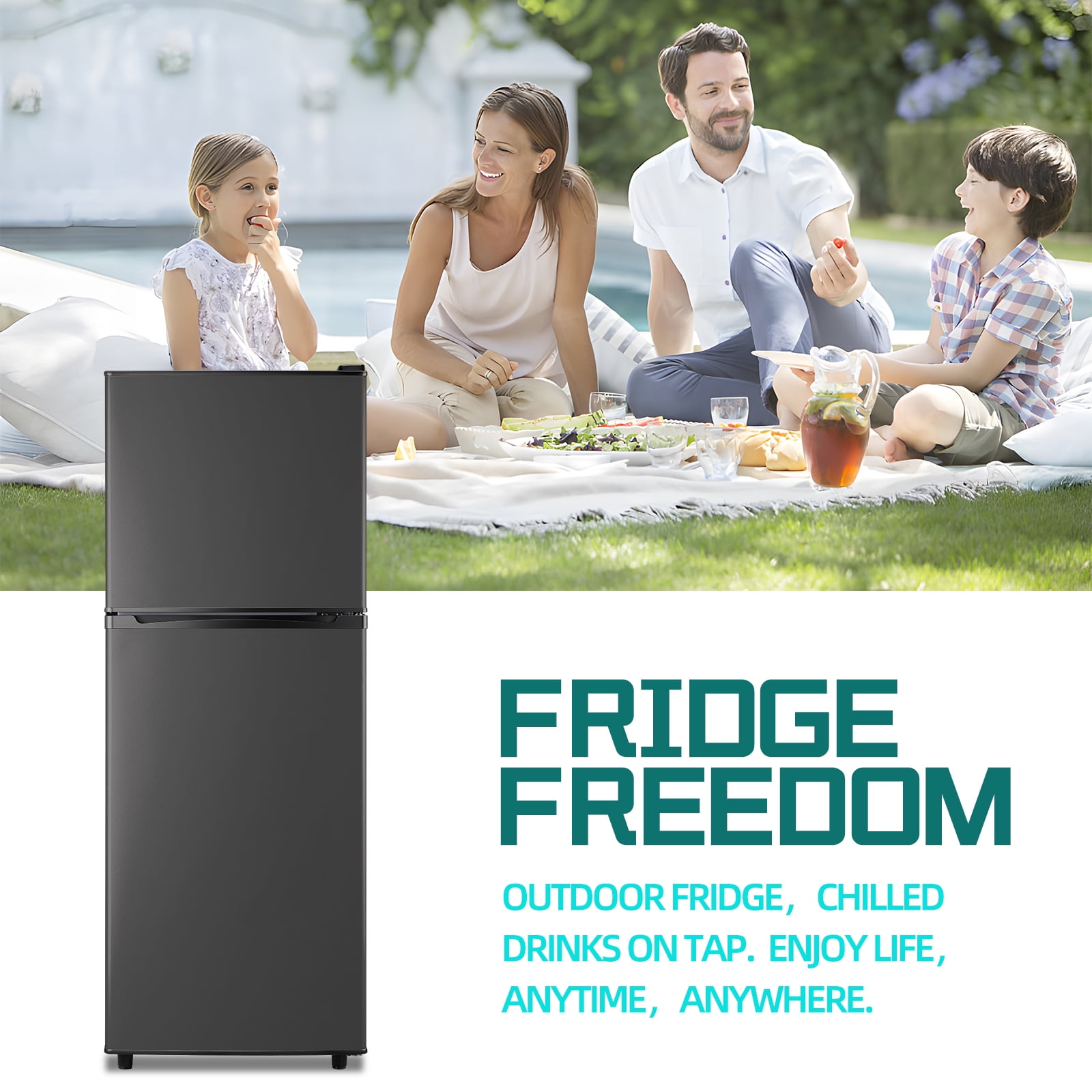 JIEJIA 5.0 Cu.Ft Apartment Size Refrigerators with Separate Freezer, 2 Door Refrigerator, Small Fridge with Freezer, Gray