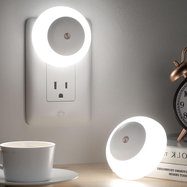 4 Pack Luz de Noche Enchufable,Luces nocturnas se conectan a la pared para Niños,con Sensor de Luz de Atardecer a Amanecer, luz nocturna LED 0.5W para Interior,Escaleras,Sala (luz blanca, 4)
