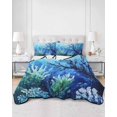 thumbnail image 3 of Blue Green Coral Full Size Down Alternative Comforter, Lightweight Comforter Quilt Bedding Set with Pillow Shams Summer Watercolor Ocean Plant All Seasons Bed Comforter Duvet Insert 78"x90", 3 of 7