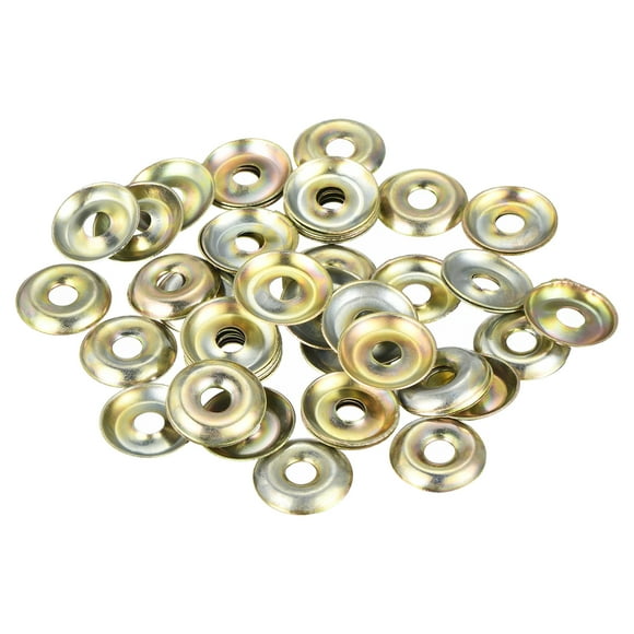 60Pack Cup Washer Countersunk, Iron Yellow Countersunk Finish Washers for M4 Screws(M4 ID x 14mm OD x 2mm Thick)