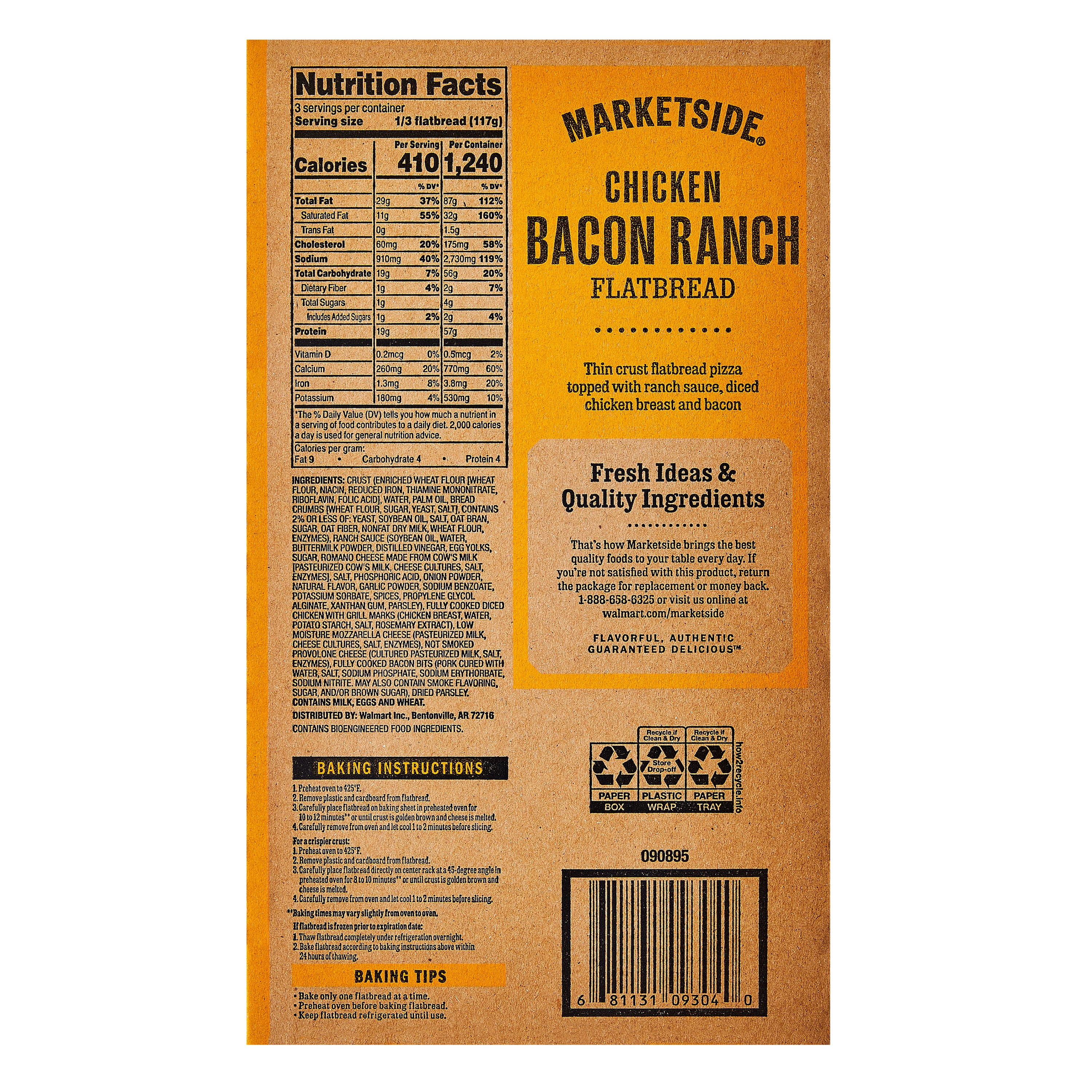 Marketside Chicken Bacon Ranch Flatbread