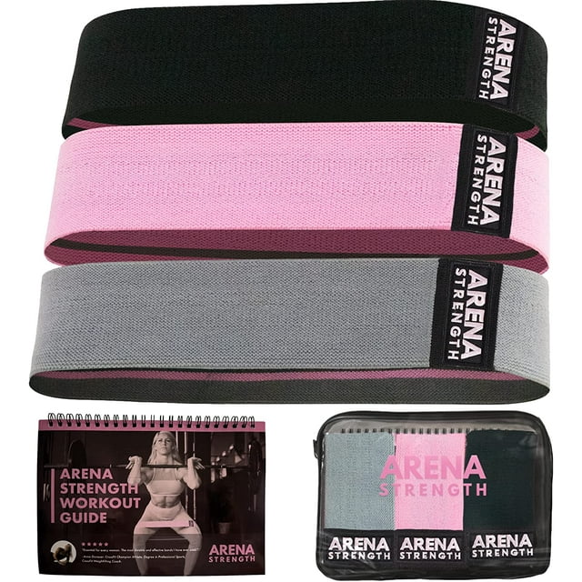 Bandes de Fessier Boucle de Résistance Entraînement Physique. Ensemble de 3 Paquets. Guide d'Entraînement Inclus. Tissu Durable. Trois Niveaux de Résistance. Bandes de Hanche Légères, Moyennes, Lourdes