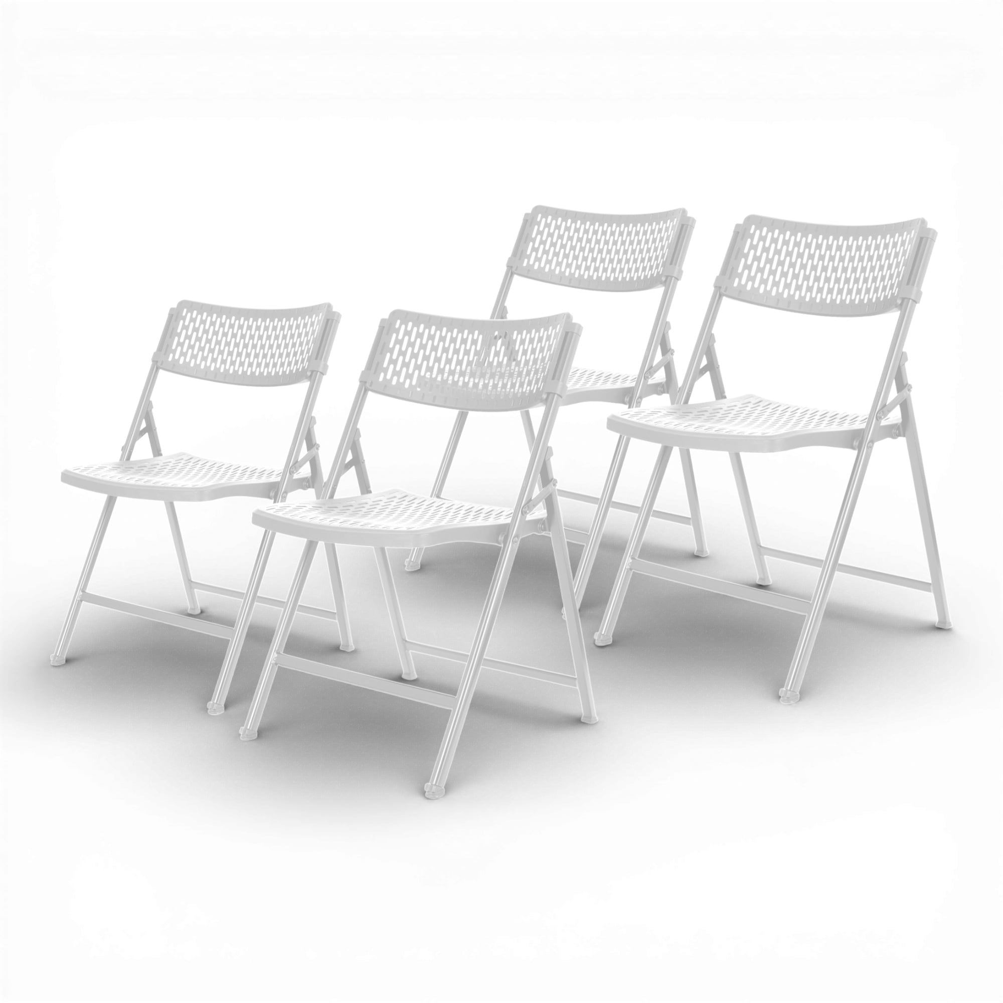 Hampden Furnishings Ava Collection Comfort Folding Chair, White, Pack of 4