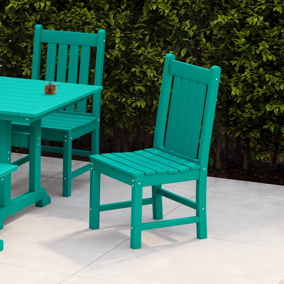 WestinTrends Malibu Classic Outdoor Dining Chairs, All Weather Poly Lumber Adirondack Patio Chairs Restaurant Bistro Chairs Support 350 LBS, Arched Backrest and Curved Seat for Comfort, Turquoise