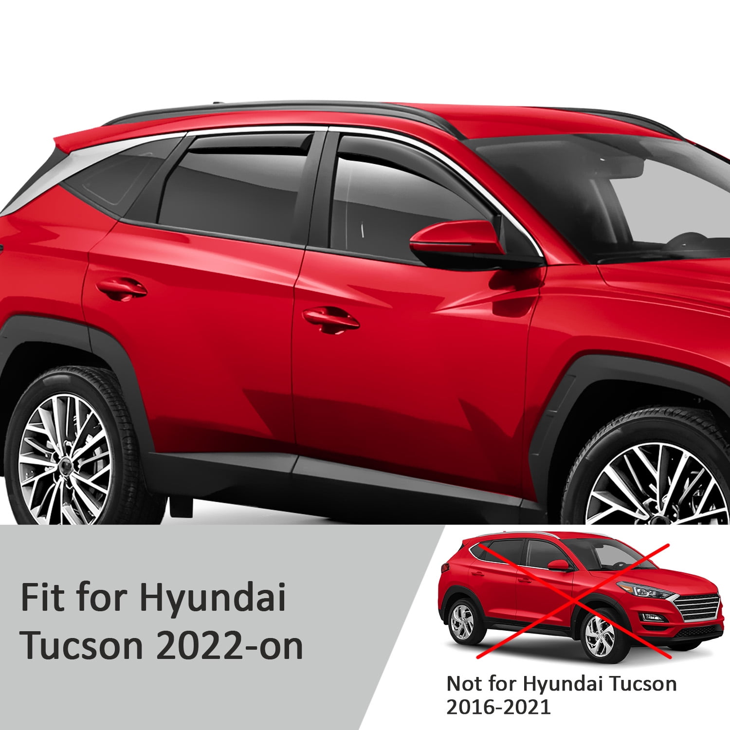 Voron Glass in-Channel Extra Durable Rain Guards for Hyundai Tucson 2022-2026, Window Deflectors, Vent Window Visors, 4 Pieces - 200681
