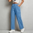 thumbnail image 2 of Women Drawstring Pants Casual New Wide Leg Linen Pants for Women Casual Loose Elastic Waist Casual Pants with Pockets Summer Breathable Comfy Trousers Daily Wear, 2 of 8