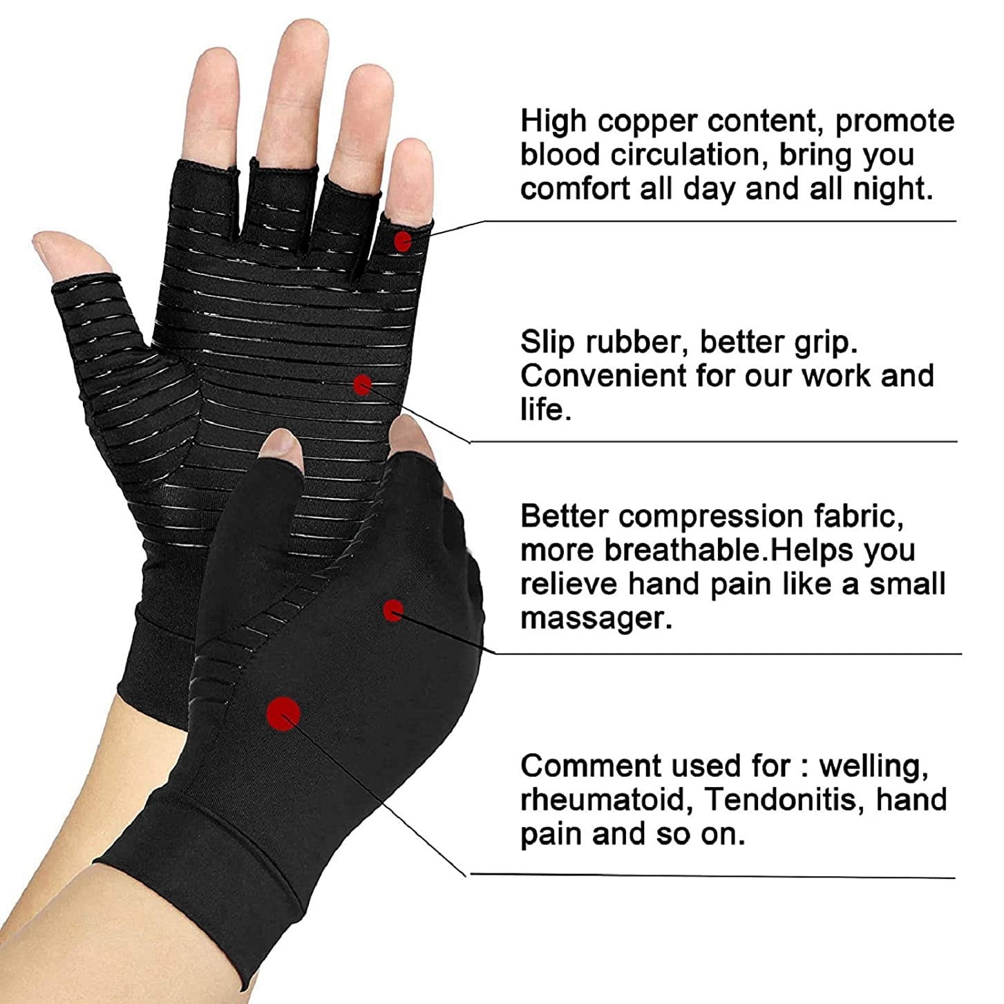 Copper Fiber Arthritis Glove for Rheumatoid Arthritis Carpal Therapy