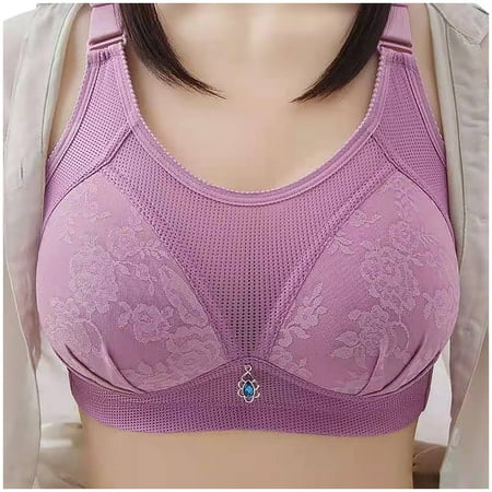 Zuwimk Bras For Women Women s Push Up Wireless Bra Padded T Shirt Bras No Underwire Plunge Purple 40