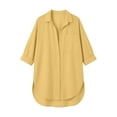 thumbnail image 6 of Shihyeh Womens Button Down Shirts Linen Cotton Long Sleeve Blouse Tunic Tops Cover Up Shirt Loose Beach Bikini Dress, 6 of 6