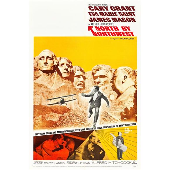 Collection Everett EVCMMDNOBYEC002HLARGE North by Northwest Cary Grant Eva Marie Saint Alfred Hitchcock 1959 Affiche de Film Masterprint, 24 x 36 - Grand