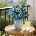thumbnail image 2 of AZXY Artificial Blue Chrysanthemum & Daisy Bouquet, Fake Flowers with Fabric Petals & Plastic Stems for Wedding Decor, Living Room Centerpieces, Home & Party Arrangements, 2 of 7