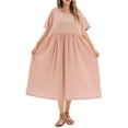 thumbnail image 1 of Vestido, Vestido suelto de mujer con bolsillos Puntos Manga corta Vestido de algodón festivo Tomshoo Rosa/XX-grande, 1 of 7