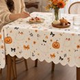 thumbnail image 7 of Cute Ghost Pumpkin Halloween Tablecloth, Floral Bow Printed Rectangular Scalloped Edge Decorative Table Cover for Diningroom Apartment Wedding, 7 of 7