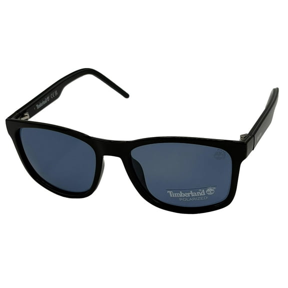 Timberland Polarized Lens Men's Square Sunglasses, Shiny Black