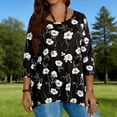 thumbnail image 4 of Fesfesfes Women's Plus Size Tops Trendy Color Blocked Three-Quarter Sleeves Classic Round Neck T-shirt Loose Comfy Easy Pairing with Jeans, 4 of 8