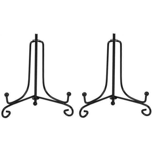 Set of 2 Black Easels Plate Holder Decorative Display Stands for Photo, Picture Frames, Cookbooks, Decorative Plates, Paintings and Art Pieces, 4 Inches