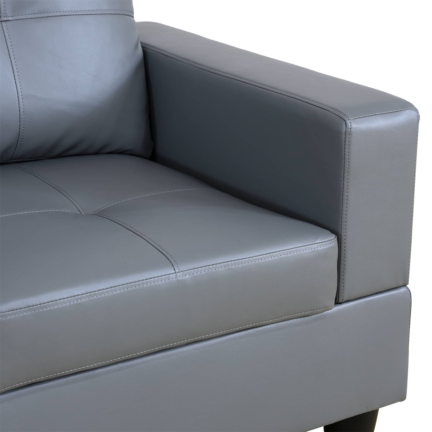 Hommoo Sofa Set, Semi PU Synthetic Leather 2-Piece Couch Living Room Sofa Set, Dark Grey