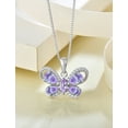thumbnail image 3 of PYNZY Butterfly Necklace for Women 925 Sterling Silver June Alexandrite Birthstone Butterfly Pendant Jewelry, 3 of 5