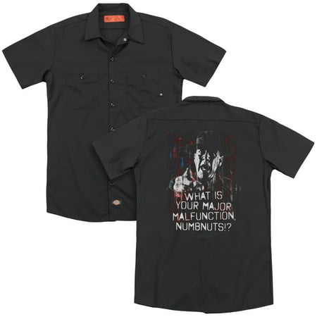 Full Metal Jacket Malfunction (Back Print) Mens Work Shirt (Black,